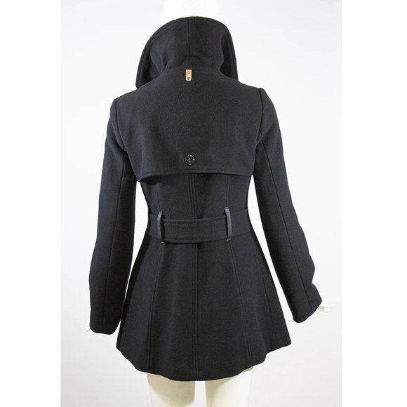 NWT MACKAGE XS Raffy Wool Cashmere Double Breasted Peacoat w/ Leather Details - Picture 2 of 15